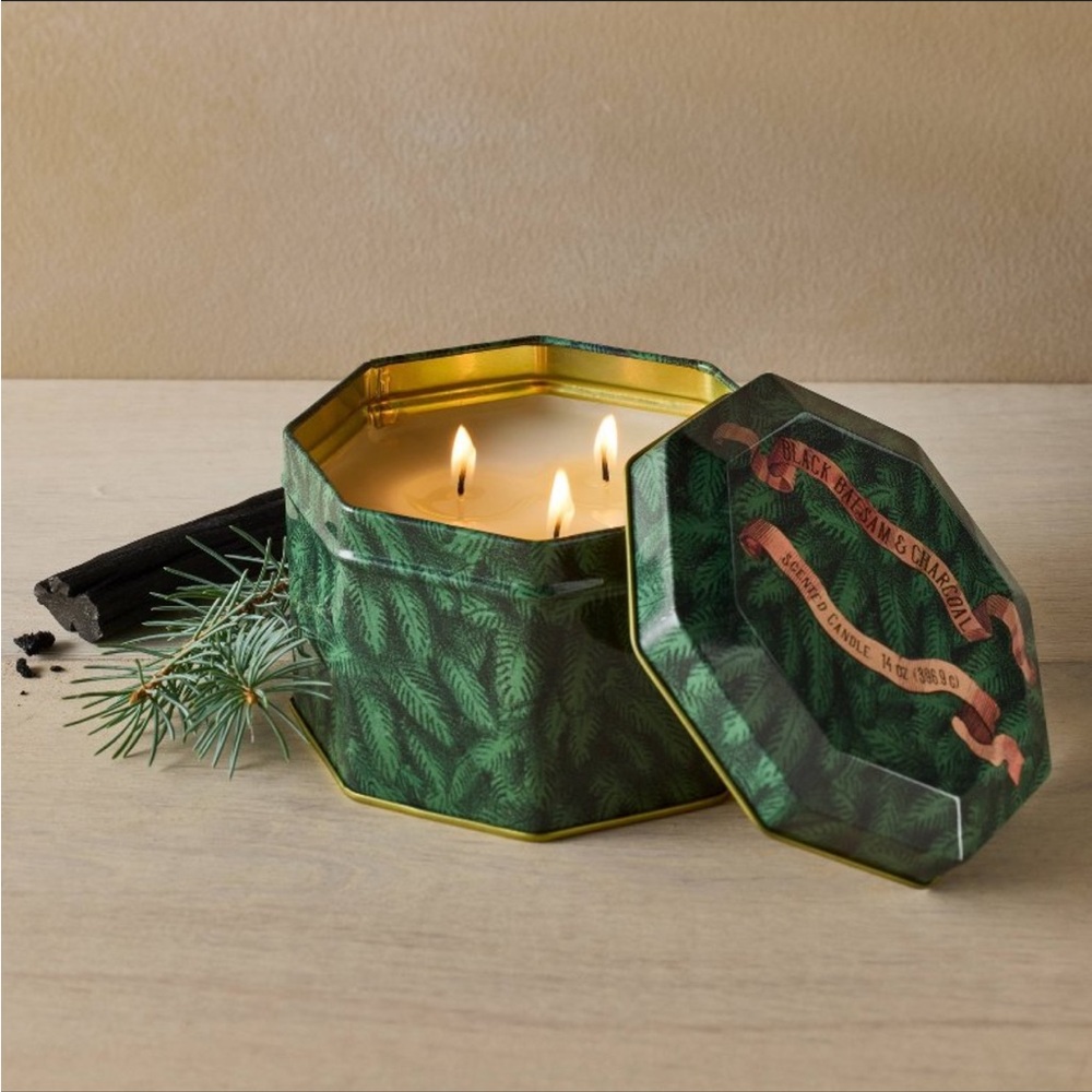 John Derian For Target Black Balsam and Charcoal 3-Wick Tin Candle